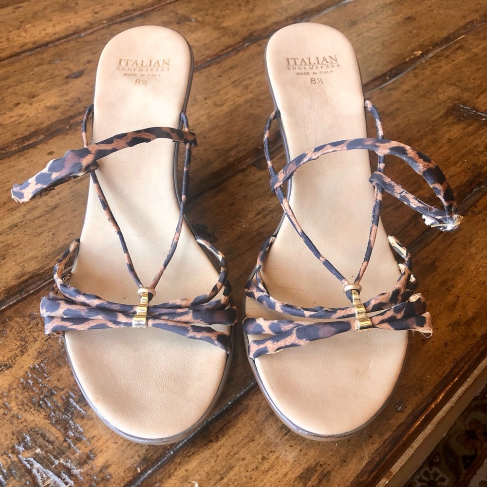 Italian Shoemakers Leopard Print Strappy Sandals - Brown & Black